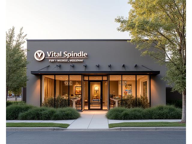Modern and inviting exterior of Vital Spindle's Franklin, TN wellness center, with clear signage and accessible entrance.