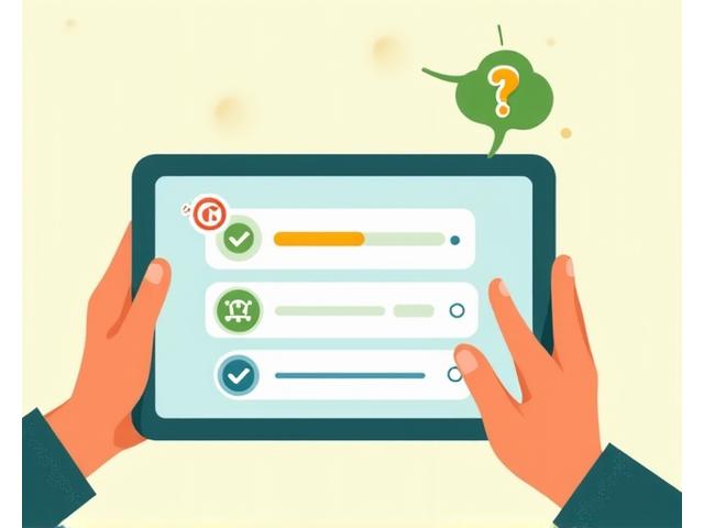 Illustration of an interactive online quiz with progress bar and diverse people icons